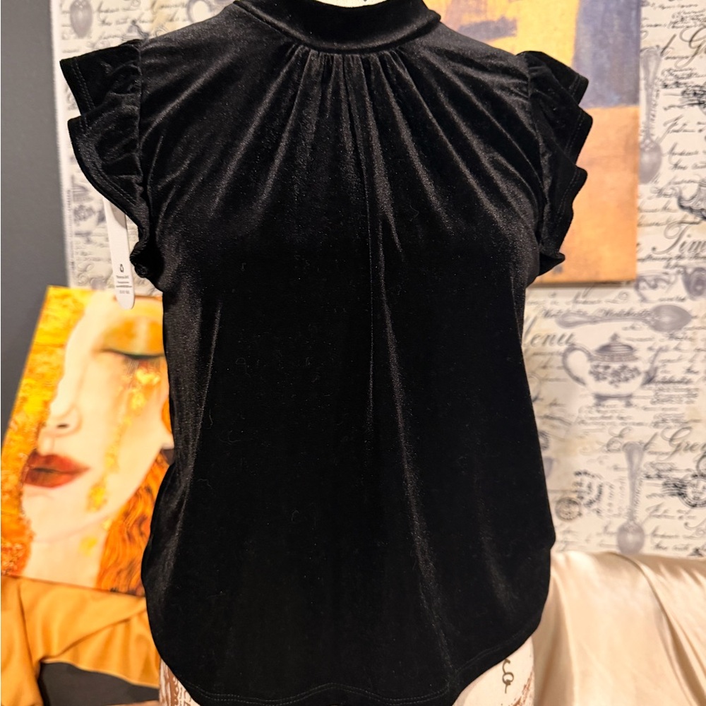 Olive + Oak Elegant Black Velvet Women's Top